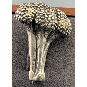 Vintage Broccoli Sterling Silver Brooch Breakell & Co Political Novelty Vegetabl